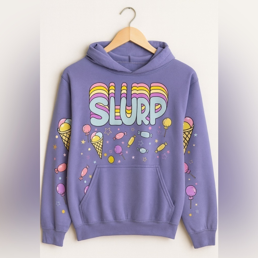 Size small blue Slurp ice cream and candy sweatshirt.No string in hood.